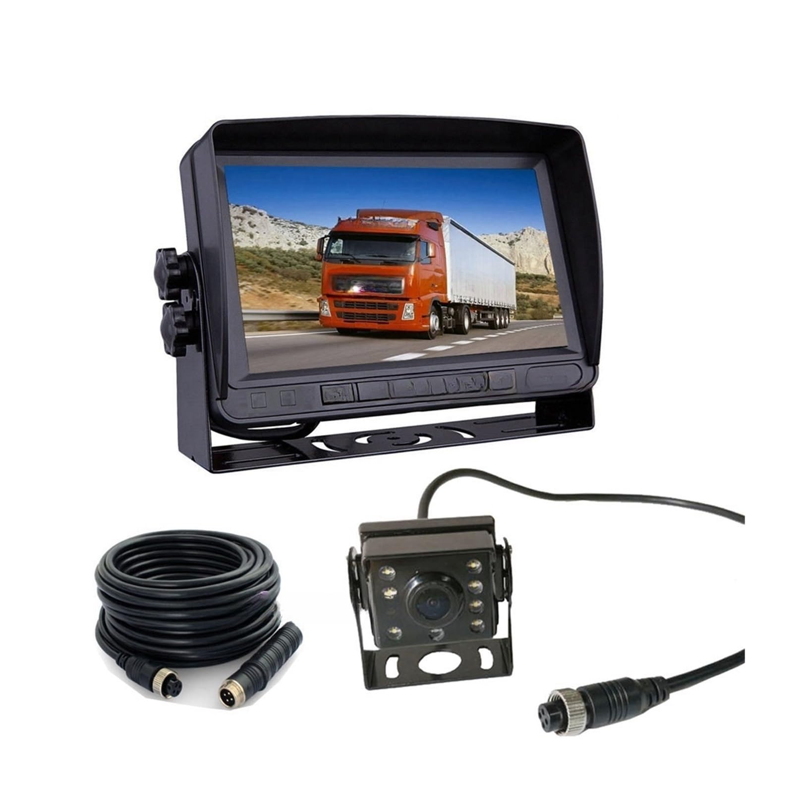 7 "IPS HD 4Pin Auto Rückansicht Monitor + AHD 1080P 175 grad Rückfahrkamera for Bus Lkw Kit 15M Kabel Wasserdicht von RYWRLQRA