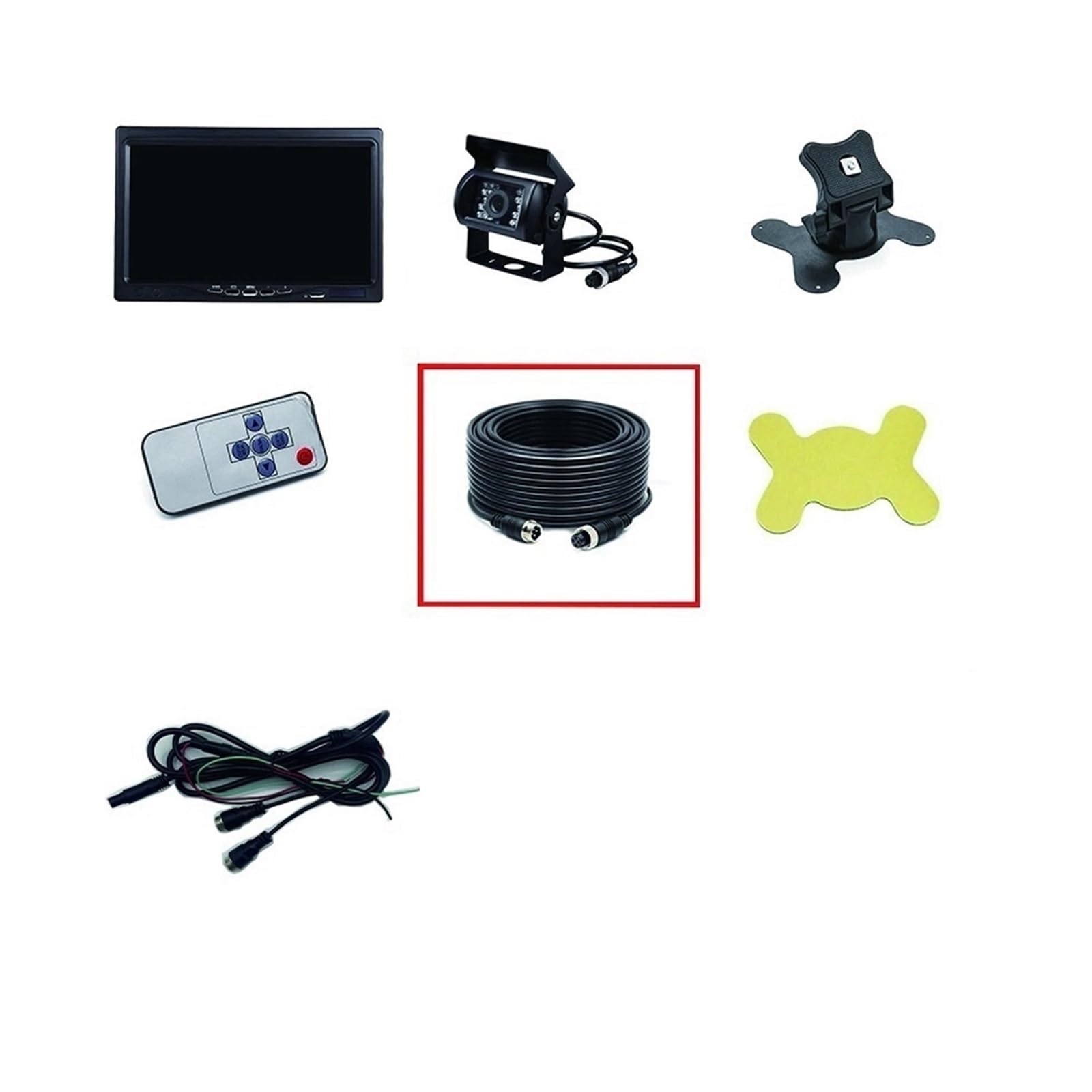 7-Zoll-Auto-Monitor, LCD-Display, wasserdicht, 4-polig, IR-Nacht-Rückfahrkamera for Bus, LKW, Wohnmobil, Wohnwagen, Anhänger(10M 4-pin Cable) von RYWRLQRA