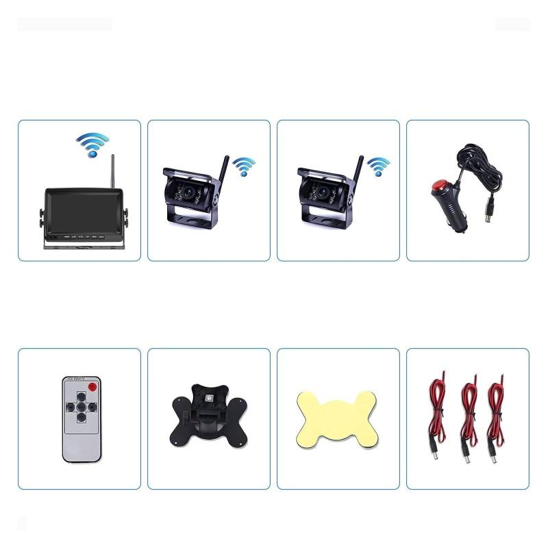 7-Zoll-HD-Analogsignal-Funkrückfahrkamera for Wohnmobile, LKWs, Anhänger, Transporter und Busse, LCD-Monitor und wasserdichtes IP69-Rückfahrkamerasystem(2camera) von RYWRLQRA