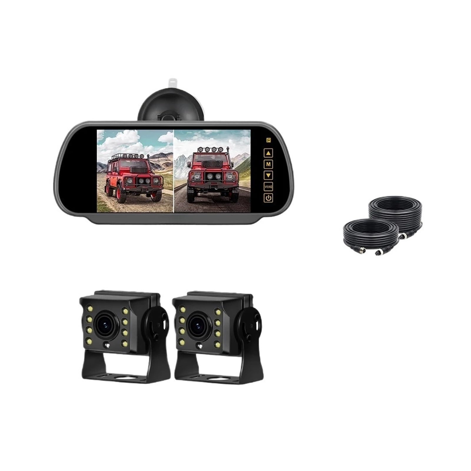 7 zoll Auto Monitor 2CH AHD Auto Bildschirm Aufnahme DVR Mit IR Nachtsicht Backup Kamera Fahrzeug Rückansicht Kamera for LKW RV BUS(2cam) von RYWRLQRA