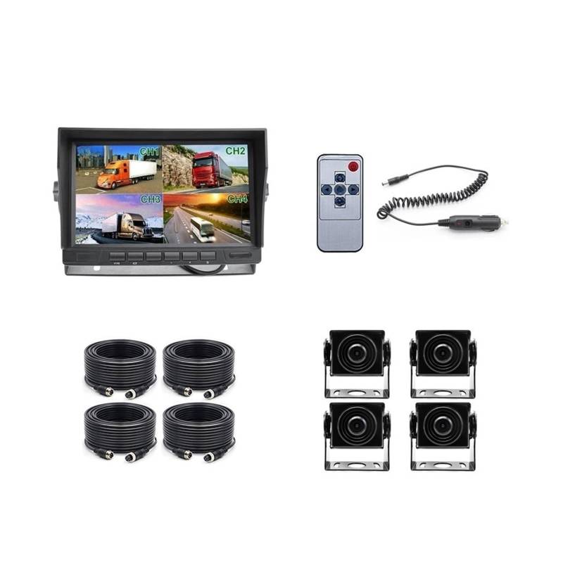 AHD1920x1080P 7 Zoll IPS LKW Bus 4CH Fahrzeug DVR Recorder Parkmonitor mit 4 Kanälen vorne hinten links rechts AHD Autokamera(4PCS No LED Camera) von RYWRLQRA