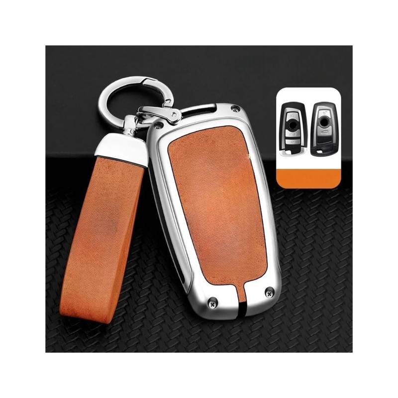 Autoschlüsseletui, Schutzschale, Tasche, kompatibel mit F20 F30 G20 F31 F34 F10 G30 F11 X3 F25 X4 X5 I3 M3 M4 1 3 5 7 Serie Zubehör(B-silver orange) von RYWRLQRA