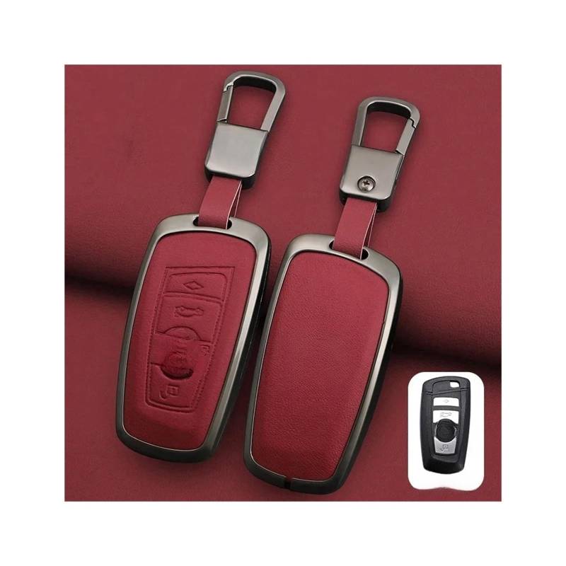 Autoschlüsseletui, Schutzschale, kompatibel mit 1 3 5 7 Serie X1 X3 X4 X5 F10 F15 F16 F20 F30 F18 F25 M3 M4 E34 Zubehör(B-red keychain) von RYWRLQRA