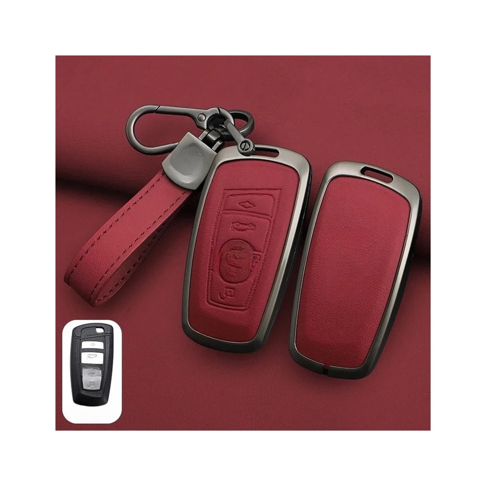 Autoschlüsseletui, Schutzschale, kompatibel mit 1 3 5 7 Serie X1 X3 X4 X5 F10 F15 F16 F20 F30 F18 F25 M3 M4 E34 Zubehör(B-red keyring) von RYWRLQRA