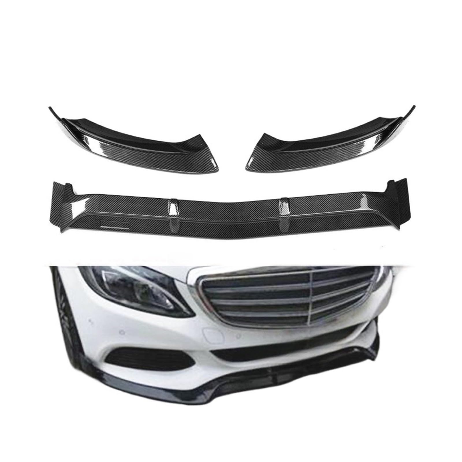 Carbon Fiber Auto Front Stoßstange Lip Body Kit Spoiler Spoiler Kompatibel for Benz W205 2015-2018(For Luxury Model) von RYWRLQRA