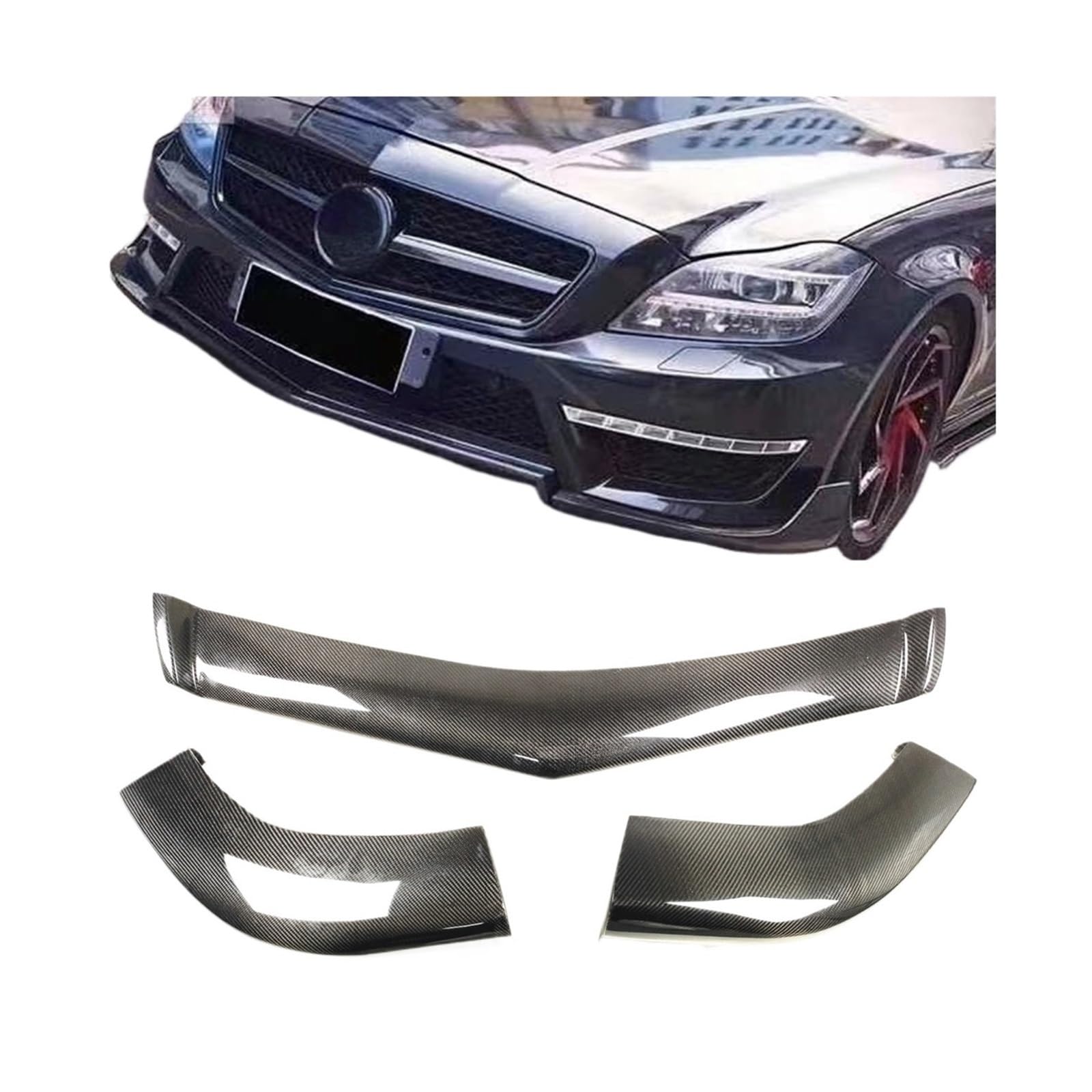 Carbon Fiber Auto Front Stoßstange Spoiler Lip Splitter Unteren Schutz Kompatibel for Benz W218 CLS63 Kompatibel for AMG 2011-2014 von RYWRLQRA