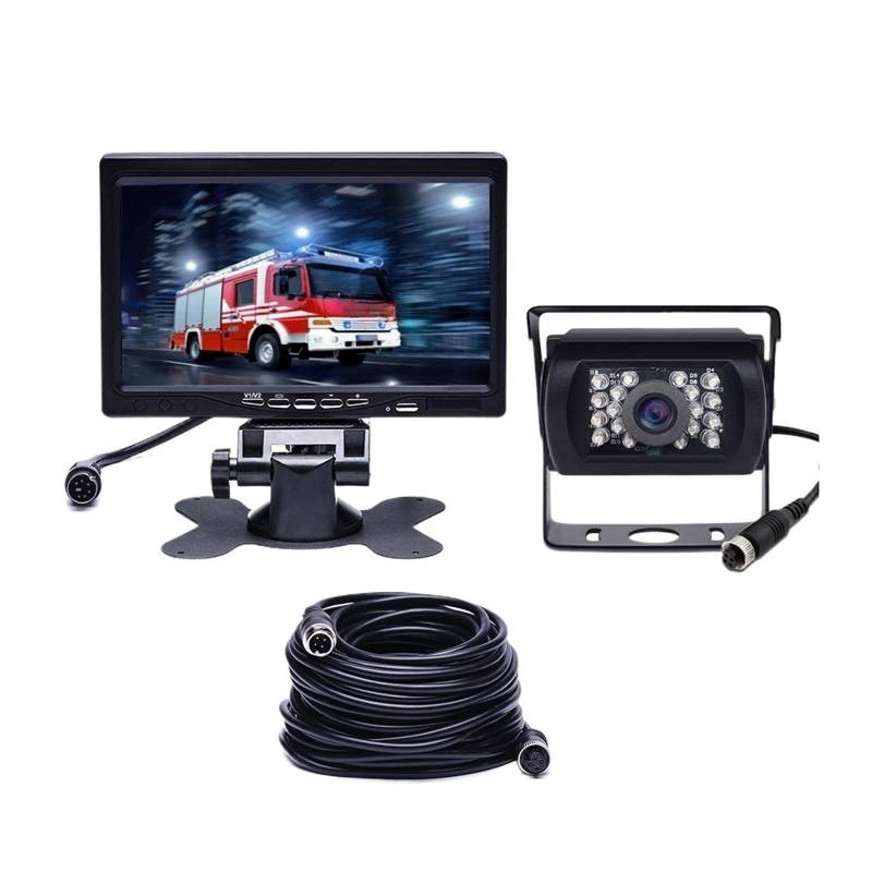 DC 12V-24V 7" LCD-Automonitor-Display + 4-polige IR-Nachtsicht-Rückfahrkamera for Bus, LKW, Wohnmobil, Wohnwagen, Anhänger(1 Camera) von RYWRLQRA