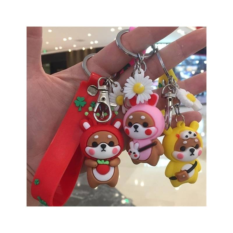 Inu Shiba Schlüsselbund Weihnachtsgeschenke Gummi -Cartoon -Schlüsselketten -Auto -Bag -Anhänger Figurenschlüsselmischung 30pcs von RYWRLQRA