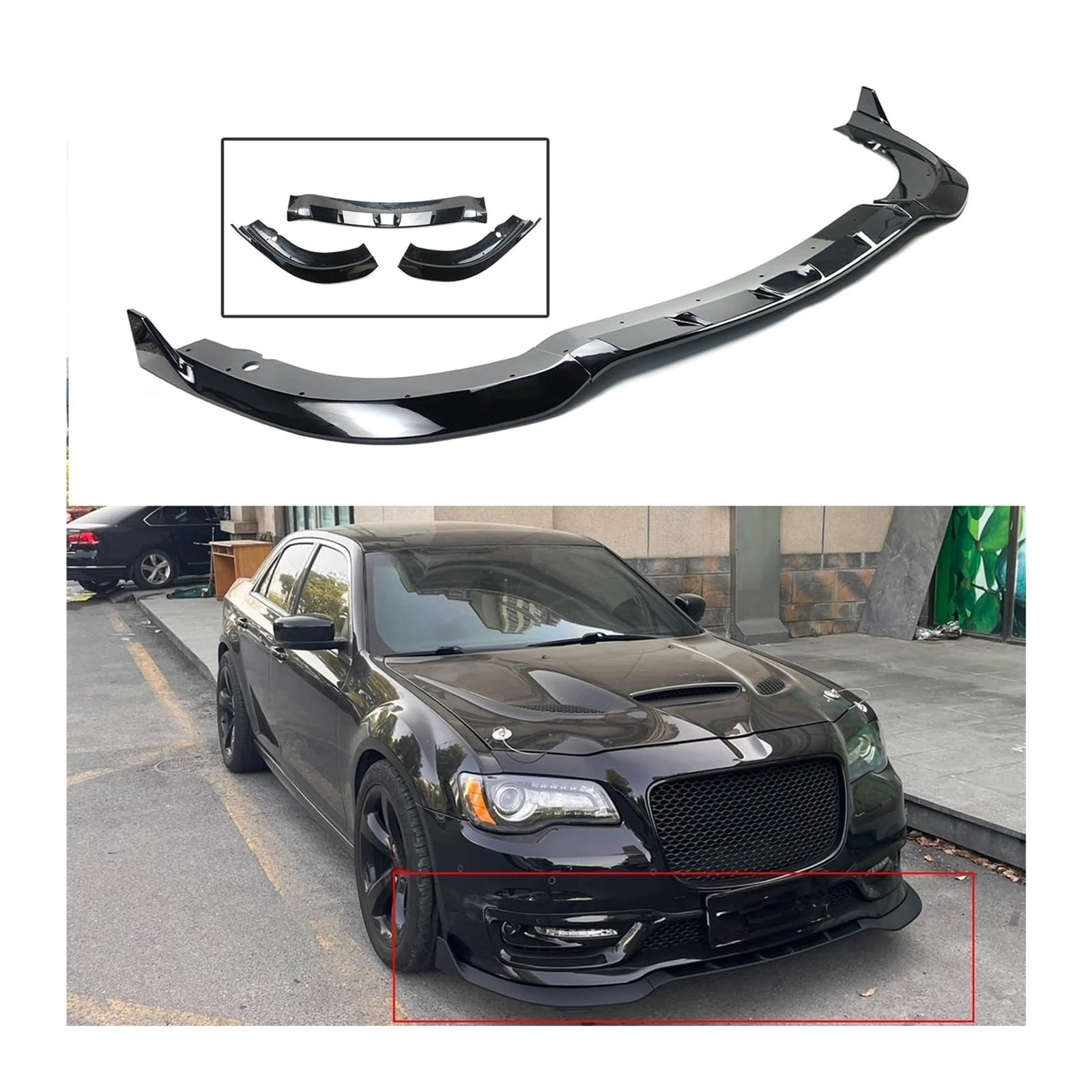 Kompatibel for Chrysler 300 CS Kompatibel for SRT 2015-2023 Front Stoßstange Lip Splitter Diffusor Spoiler Auto Auto Zubehör Carbon Faser(Carbon Fiber Look) von RYWRLQRA