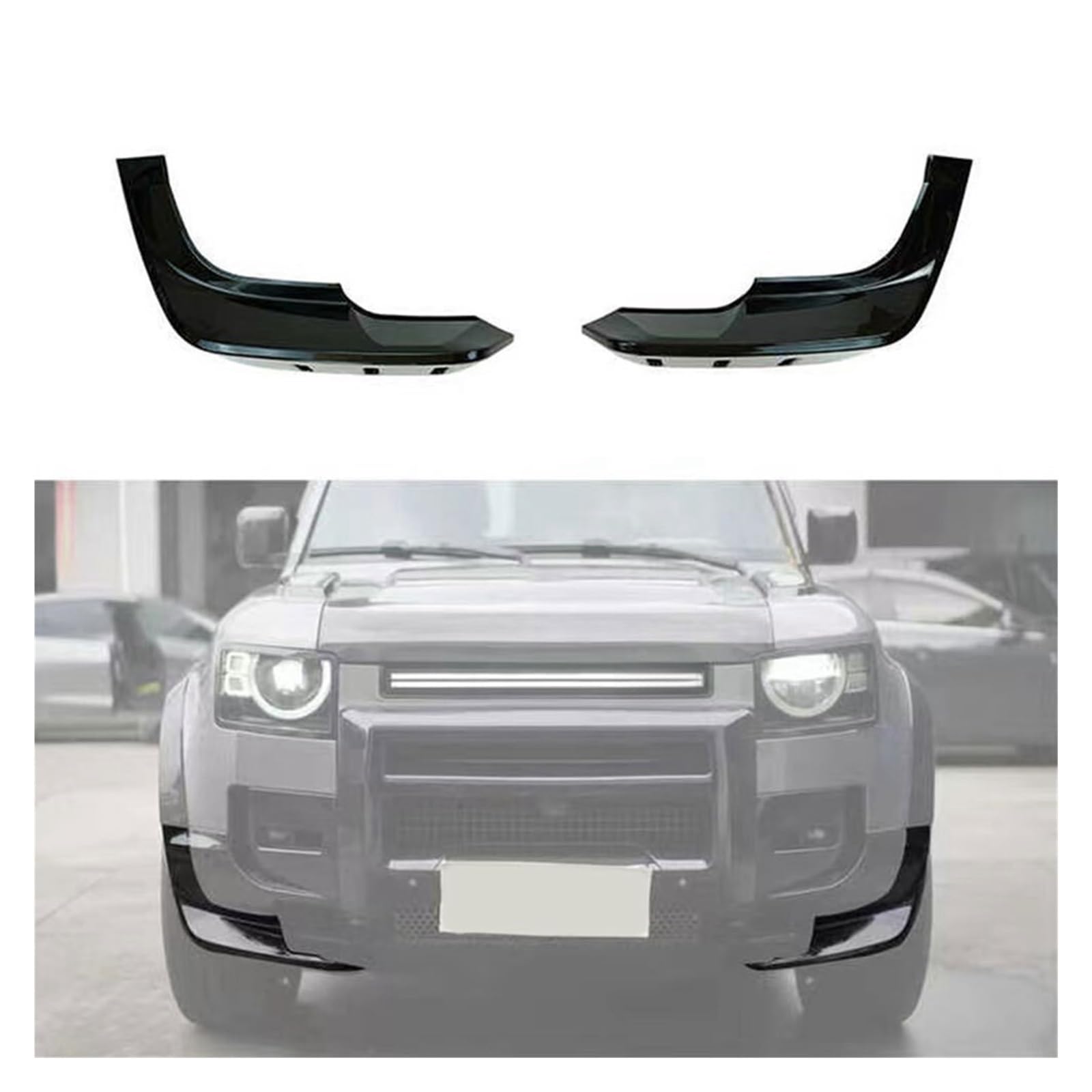 Kompatibel for Defender 90 110 2020-2023 Frontstoßstange Luftabweiser Lip Spoiler Schwarz ABS Autozubehör von RYWRLQRA