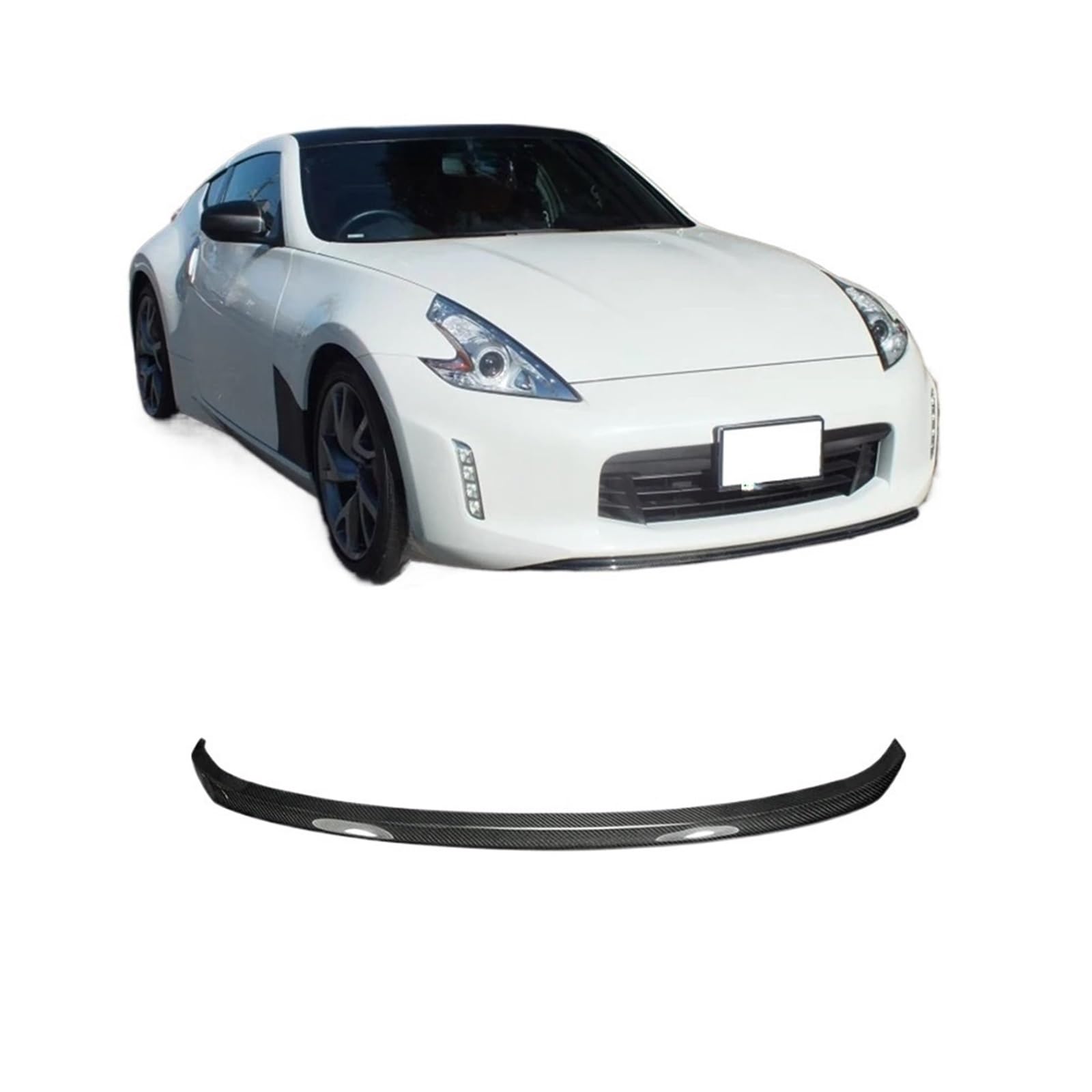 Kompatibel for Nissan 370z Z34 Carbon Fiber Front Stoßstange Lip Glossy Fibre Splitter Vorne Unter Spoiler Trim von RYWRLQRA