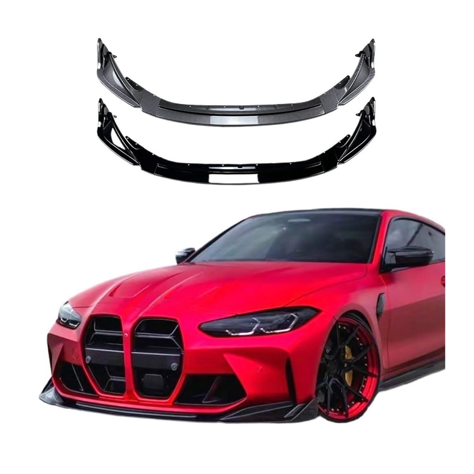 Kompatibel mit M-3 G80 M-4 G82 2021-2023 Auto Front Stoßstange Lip Splitter Diffusor Body Kits Spoiler Stoßstange Schutz Schutz Zubehör(Black) von RYWRLQRA