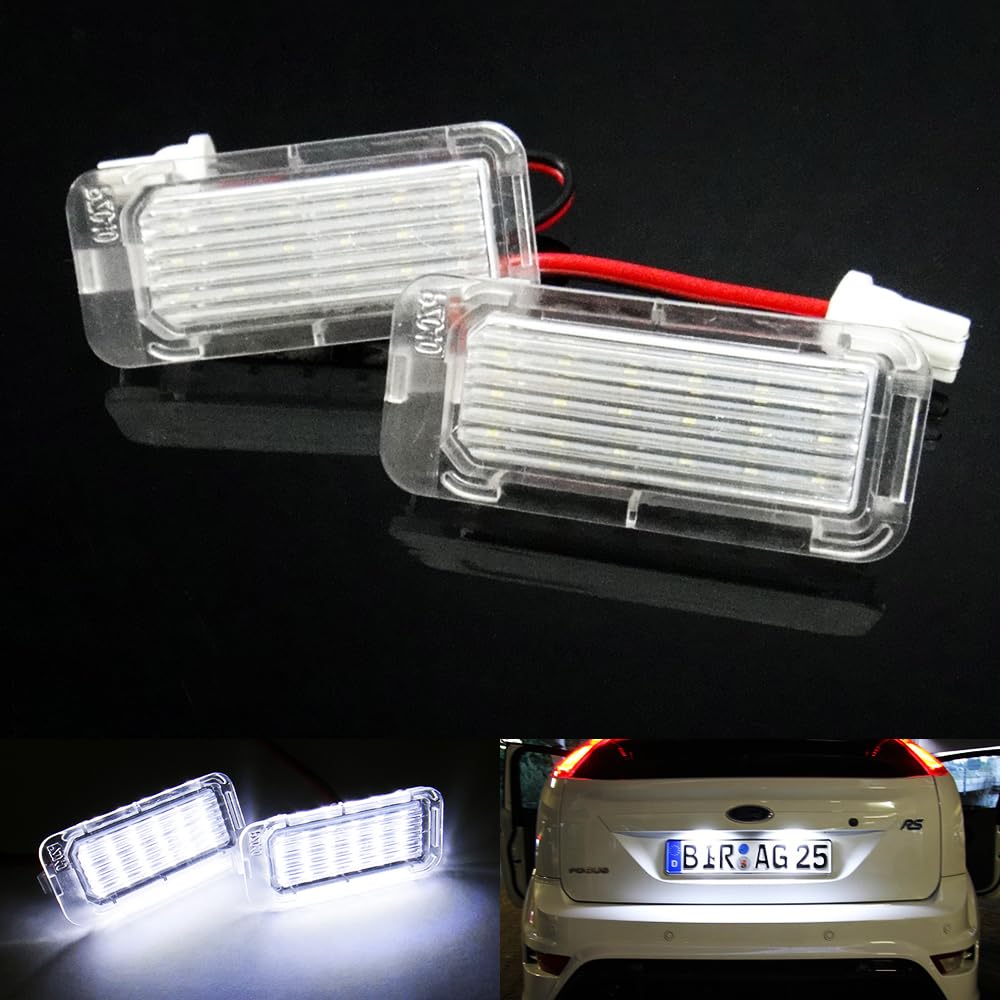 2 weiße LED-Kennzeichenlichter, CAN-Bus-kompatibel, für EcoSport Fiesta Focus Galaxy C-Max Kuga Mondeo Transit von RZG