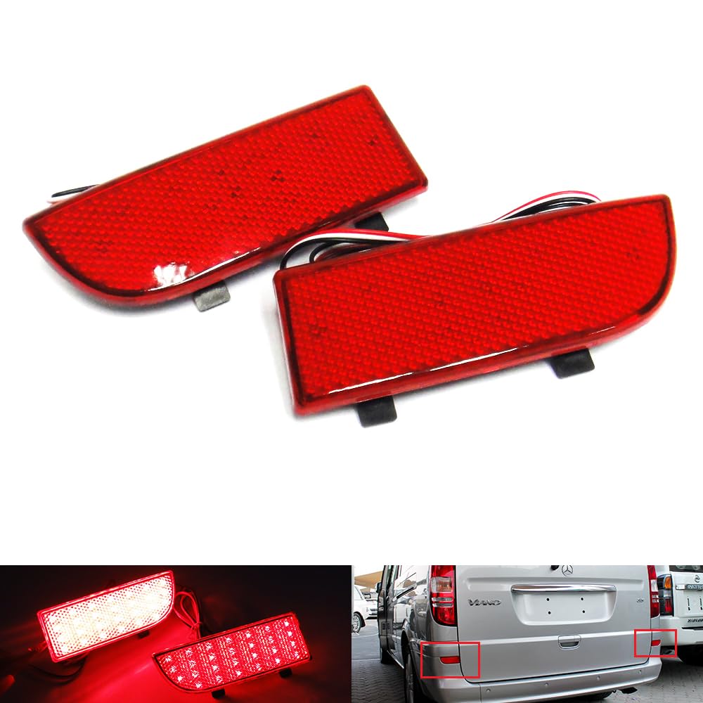 2x rot Objektiv Stoßstange hinten Reflektor LED Nebel Schwanz Stop Bremslicht für 2003-14 MB Viano Vito W639 von RZG