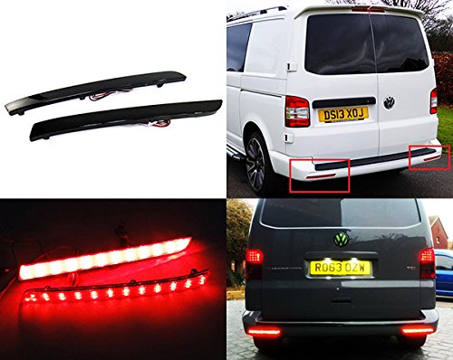 LED-Bremslichter für die hintere Stoßstange, schwarzes Rauchglas, für Transporter T5 Caravelle Multivan 2012-16, 2 Stück von RZG