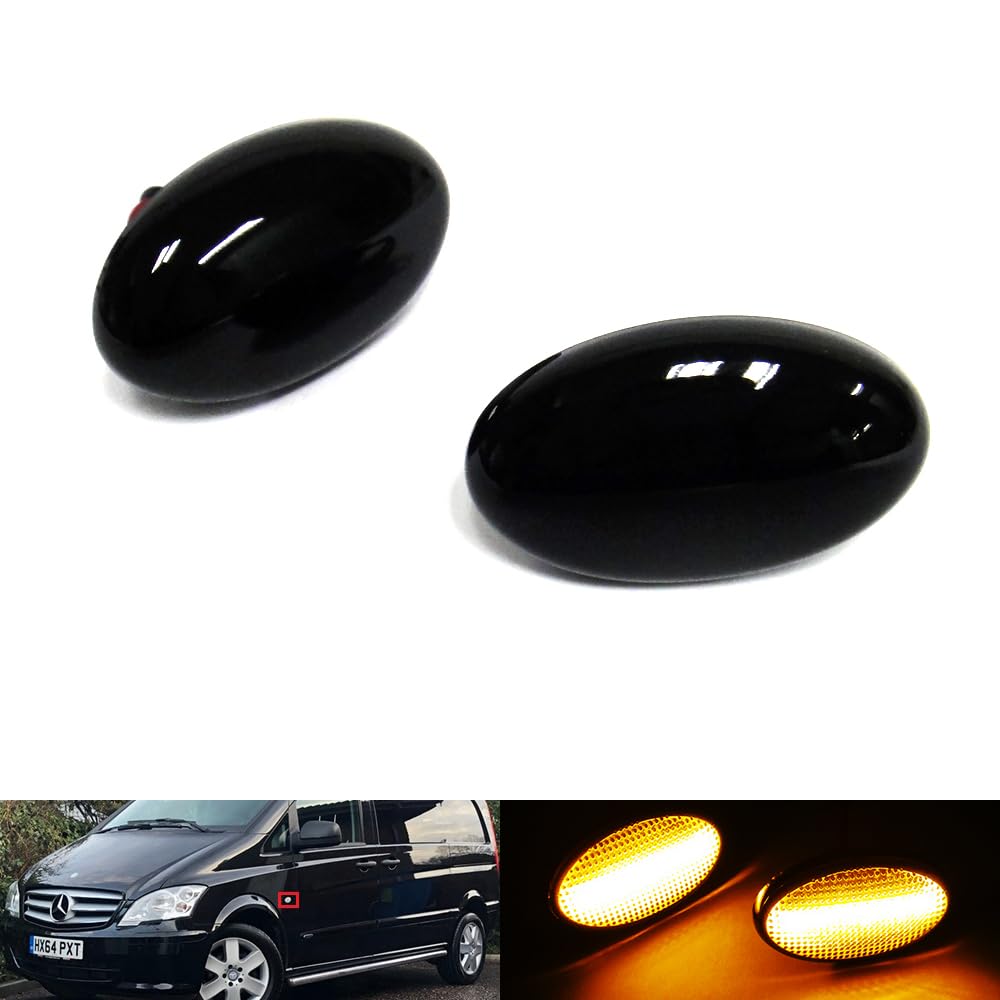 RZG 2x Schwarze Seitenblinker LED Begrenzungsblinker für MB A-Klasse W168 Citan W415 Vito V-Klasse W639 W447 Fortwo 450 von RZG