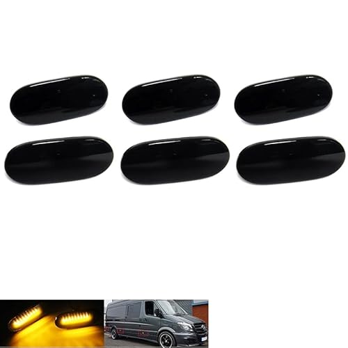 RZG 6x Schwarz Getönte Linse Seitenmarkierungsleuchte LED Blinker Reflektor Licht Für 2014-2022 MB Sprinter 906 907 910 Crafter 2E von RZG