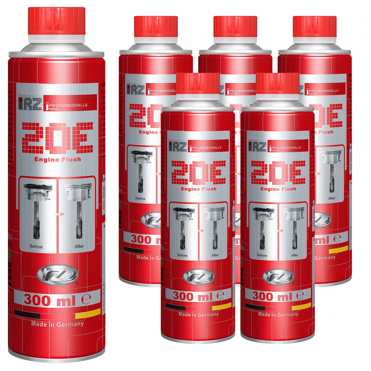 6X RZ20E Motorspülung| Motorreiniger | Ölspülung | Ölsystemreiniger | Öl Additiv | Motorclean | Engine Flush | 300 ml Dose von RZOIL