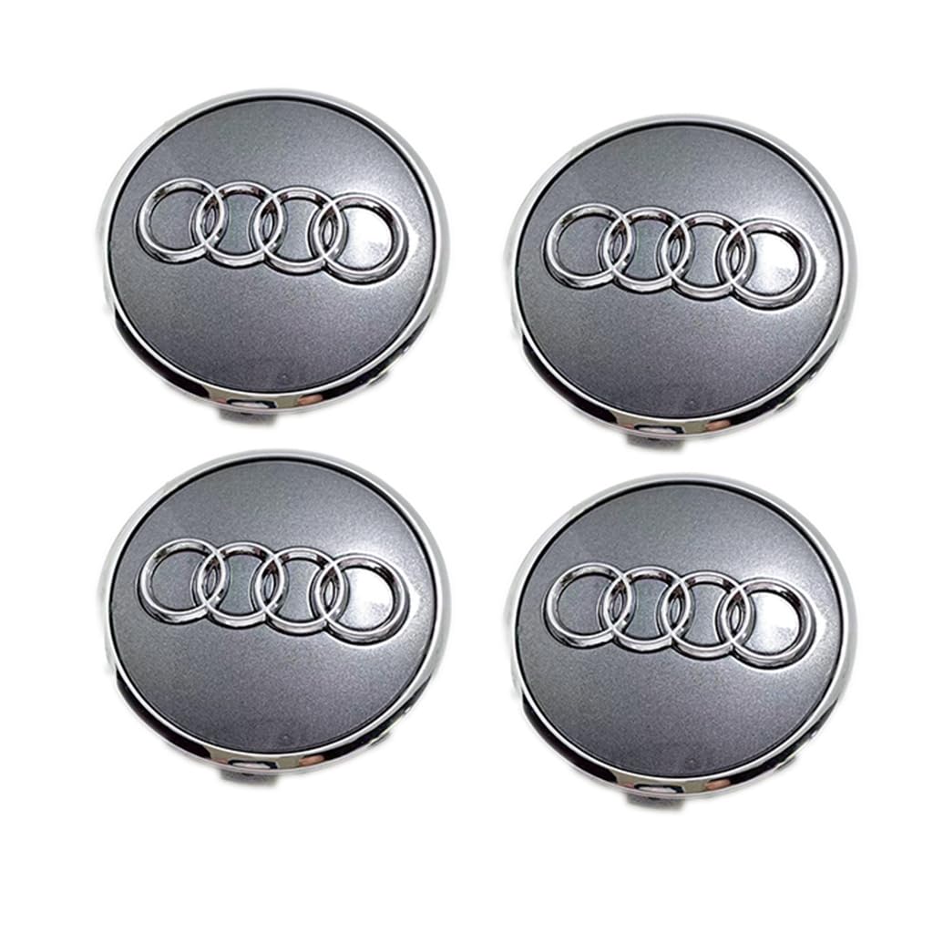 4pcs Auto Nabendeckel für Audi A6 Wagon C8 2018-2025,Nabenkappen Felgendeckel Radnabenabdeckung Radnabendeckel Radnabenkappen Wheel Caps Zubehör,B_Grey 61mm von RZSYSSZD