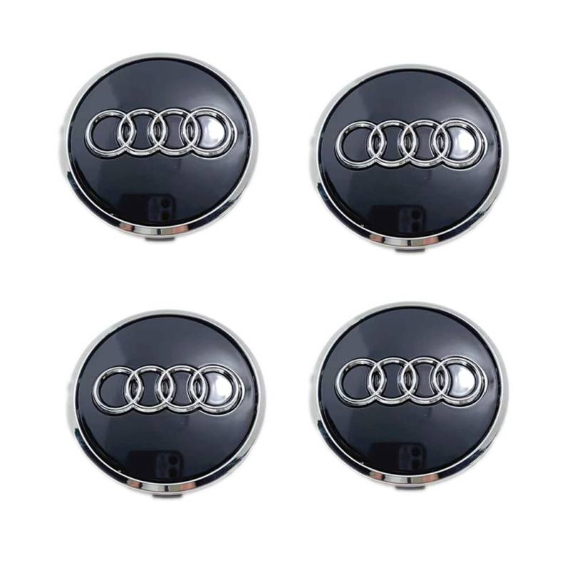 4pcs Auto Nabendeckel für Audi Q8 2018-2025,Nabenkappen Felgendeckel Radnabenabdeckung Radnabendeckel Radnabenkappen Wheel Caps Zubehör,B_Black 61mm von RZSYSSZD