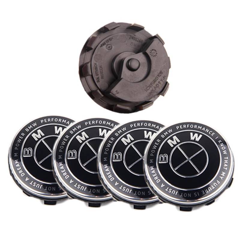 4pcs Auto Nabendeckel für BMW 6 Series Cabriolet 2011-2016,Nabenkappen Felgendeckel Radnabenabdeckung Radnabendeckel Radnabenkappen Wheel Caps Zubehör,Thunder All Black68mm von RZSYSSZD