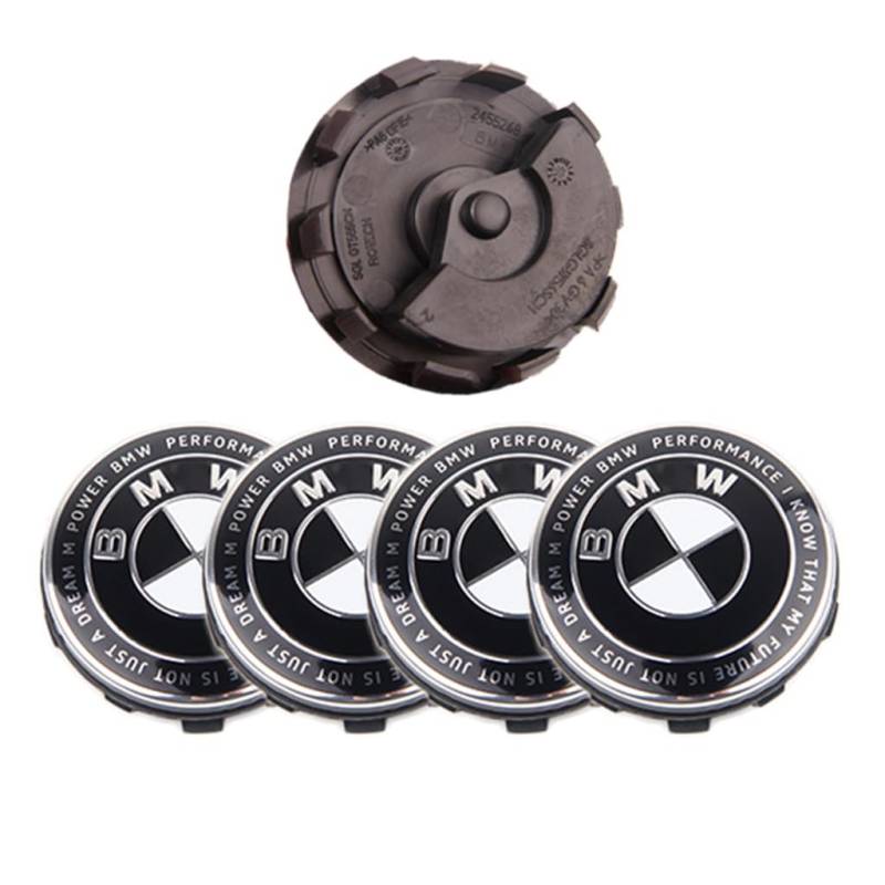 4pcs Auto Nabendeckel für BMW M3(4door) 2021-2025,Nabenkappen Felgendeckel Radnabenabdeckung Radnabendeckel Radnabenkappen Wheel Caps Zubehör,Black and White Thunder68mm von RZSYSSZD