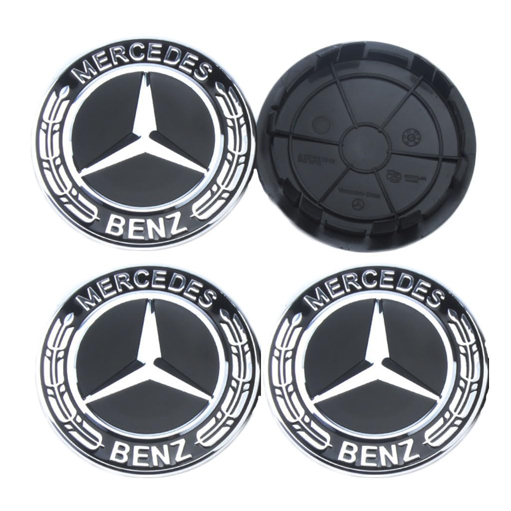 4pcs Auto Nabendeckel für Benz GL 2013-2016,Nabenkappen Felgendeckel Radnabenabdeckung Radnabendeckel Radnabenkappen Wheel Caps Zubehör,A_Black 75MM von RZSYSSZD