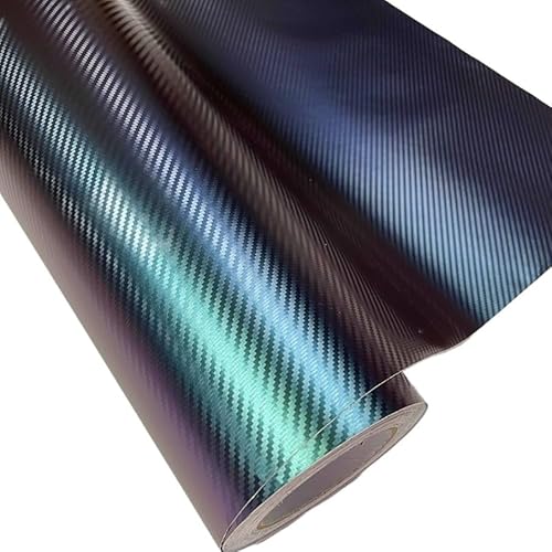 Autofolie Blau Grün Lila Auto Chamäleon Wrap Auto Carbon Faser Wrapping Film Fahrzeug Ändern Farbe Aufkleber Tönung Vinyl Luft Blase Frei Auto Folie ( Color : 3D green purple , Size : 20CM X 152CM ) von RaamKa