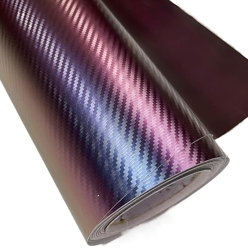 Autofolie Blau Grün Lila Auto Chamäleon Wrap Auto Carbon Faser Wrapping Film Fahrzeug Ändern Farbe Aufkleber Tönung Vinyl Luft Blase Frei Auto Folie ( Color : 3D purple blue , Size : 30CM X 152CM ) von RaamKa