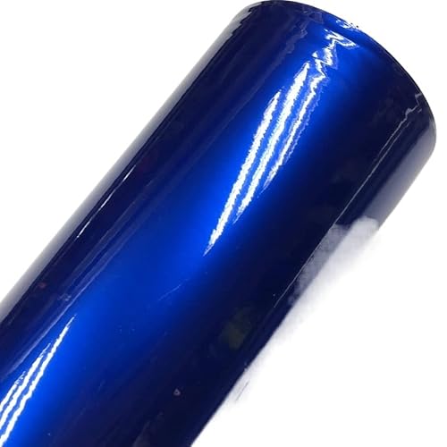 Autofolie Gloss Metallic Gunmetal Vinyl Wrap Candy Glossy Grey Car Film Aufkleber mit Luftblase Auto Motorradmotorradverpackung Abdeckungsfolie Auto Folie (Color : Blue, Size : 20CM X 152CM) von RaamKa