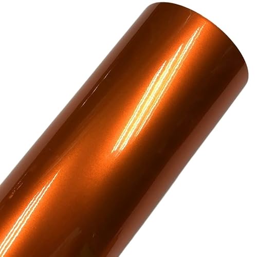 Autofolie Gloss Metallic Gunmetal Vinyl Wrap Candy Glossy Grey Car Film Aufkleber mit Luftblase Auto Motorradmotorradverpackung Abdeckungsfolie Auto Folie (Color : Orange, Size : 20CM X 152CM) von RaamKa