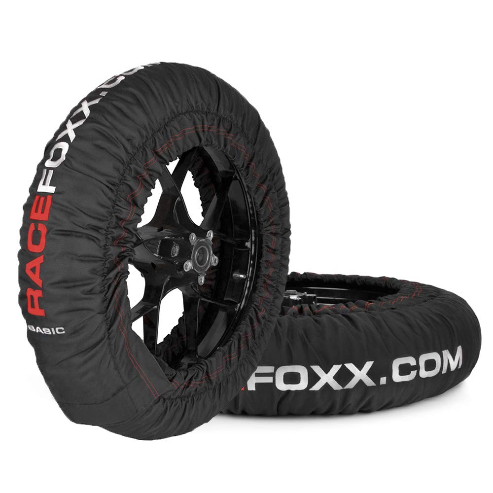 RACEFOXX Reifenwärmer Tyre Warmers Basic 80° C Heiztemperatur SUPERMOTO, 120/17 vorne und 160/17 hinten Rennsport Heizdecken Motorrad von WE ARE RACING. RACEFOXX.COM