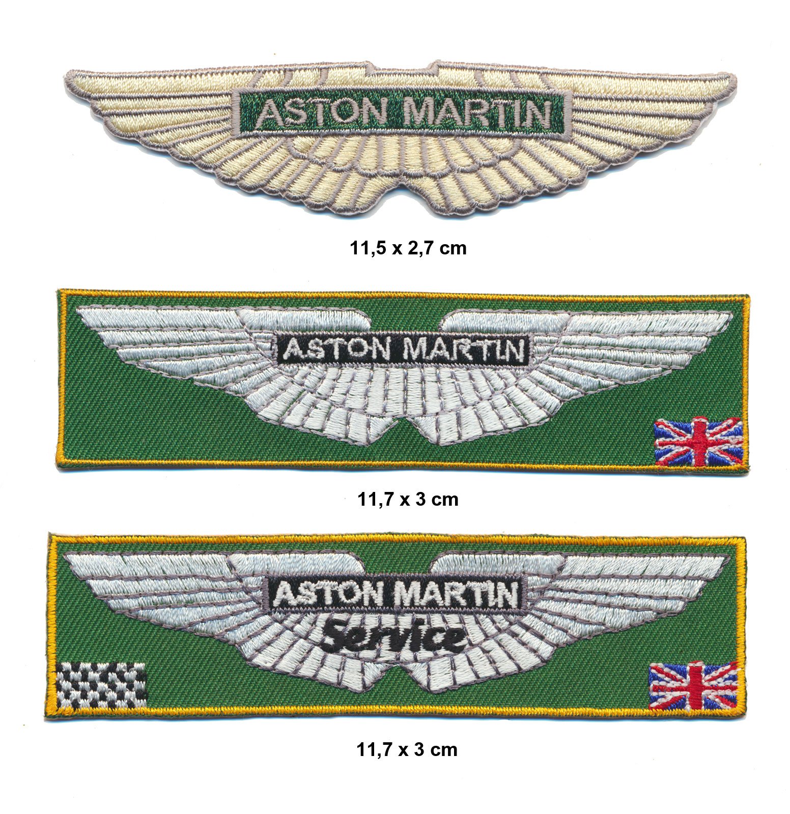 Racing Classics Aston Martin Aufnäher Aufbügler Patch 3 Stück Auto Sportwagen England TURBOVERSAND von Racing Classics