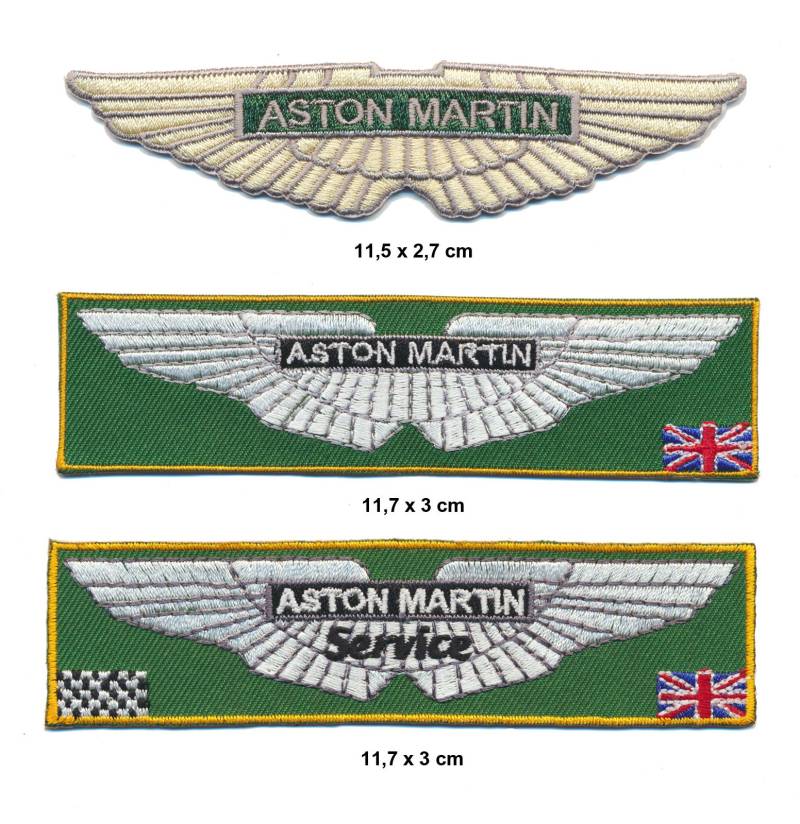 ASTON MARTIN Aufnäher Aufbügler Patch 3 Stück Auto Sportwagen England TURBOVERSAND von Racing Classics