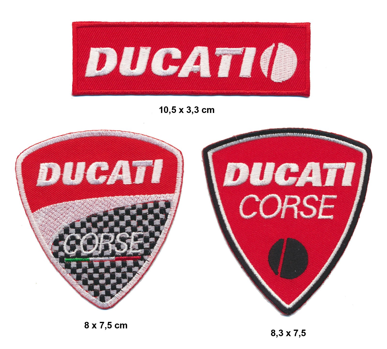 Racing Classics Ducati Aufnäher Aufbügler Patch 3 Stück Motorrad Biker Italien TURBOVERSAND von Racing Classics