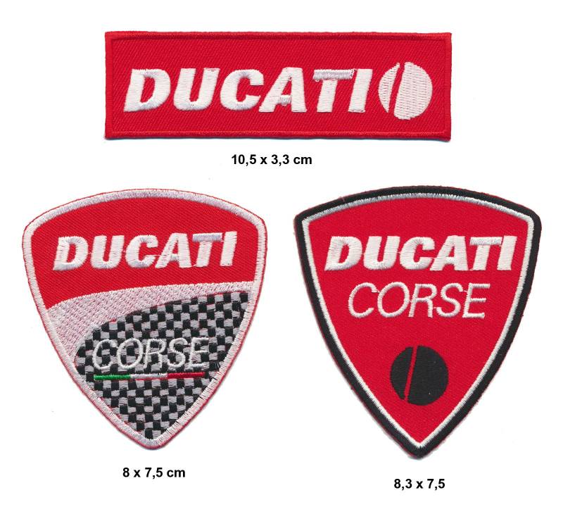 Ducati Aufnäher Aufbügler Patch 3 Stück Motorrad Biker Italien TURBOVERSAND von Racing Classics