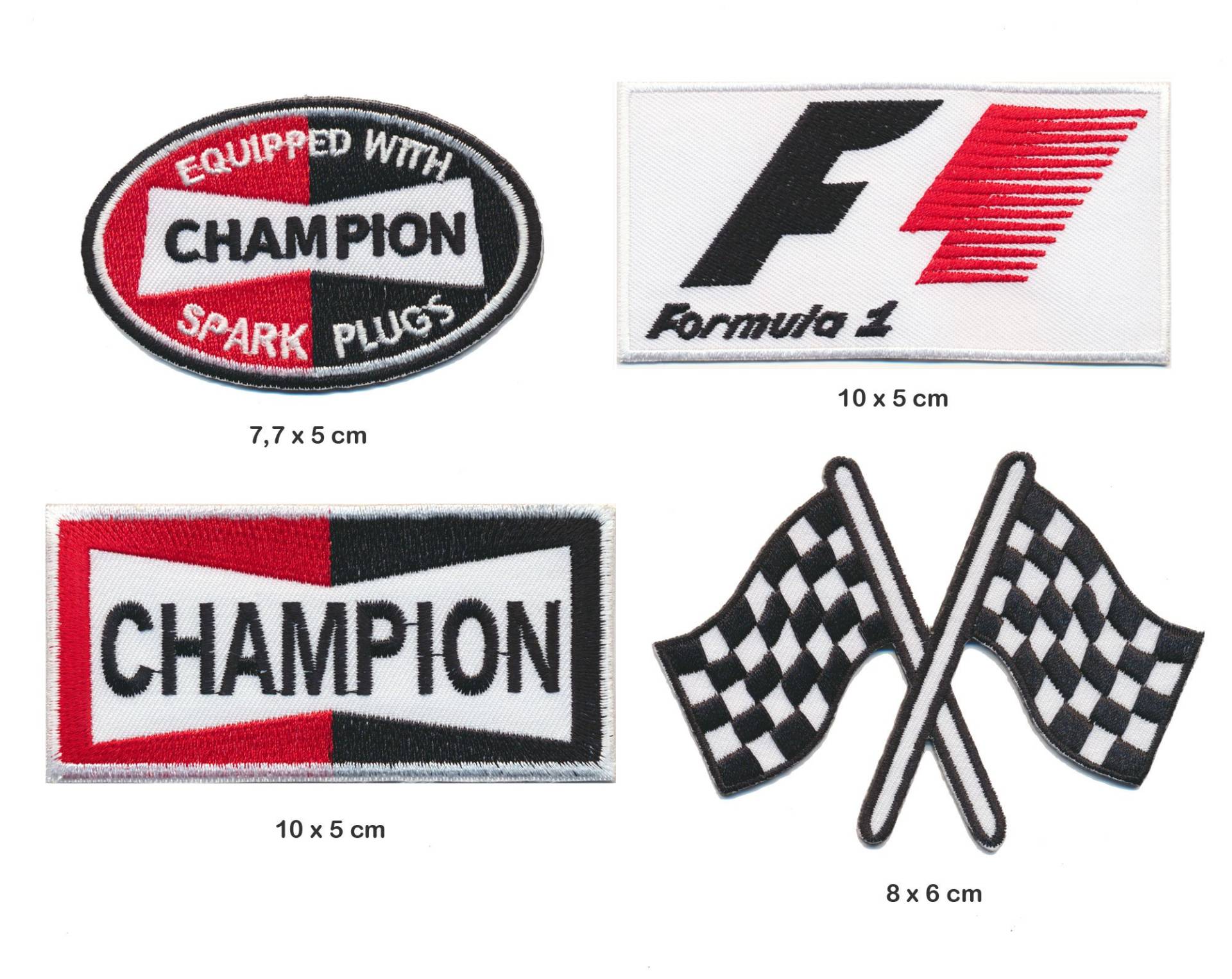 F1 Formel 1 Champion Aufnäher Aufbügler Patch 4 Stück Set TURBOVERSAND von Racing Classics