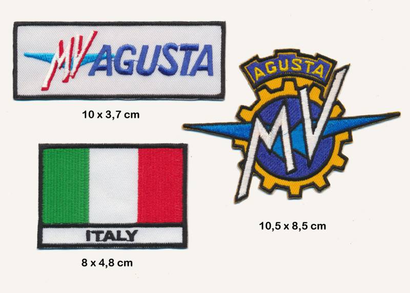 MV Agusta Aufnäher Aufbügler Patch 3 Stück Motorrad Italien TURBOVERSAND von Racing Classics