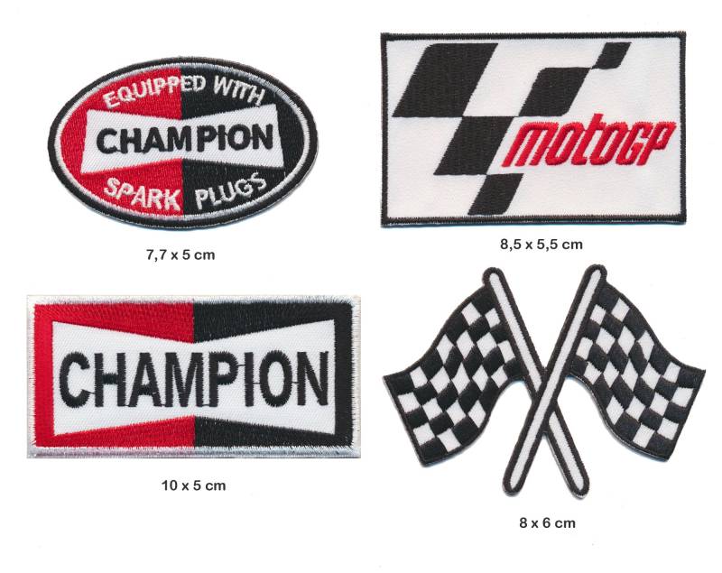 Moto GP Champion Aufnäher Aufbügler Patch 4 Stück Set TURBOVERSAND von Racing Classics