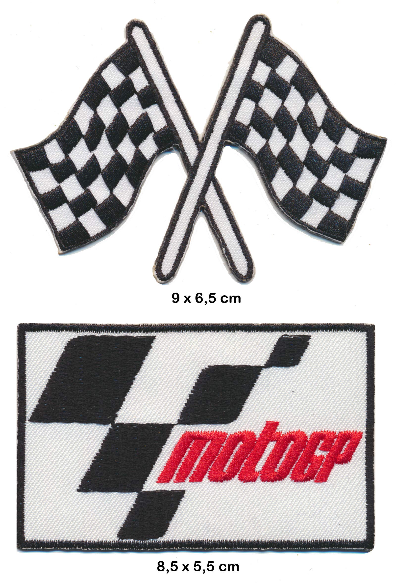 Moto GP Rennflaggen Aufnäher Patches 2 Stück Set Motorrad Biker Racing Rennsport von Racing Classics