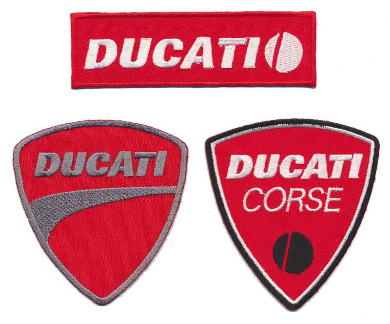 Racing Classics Ducati Aufnäher Aufbügler Patch 3 Stück Motorrad Biker Italy TURBOVERSAND von Racing Classics