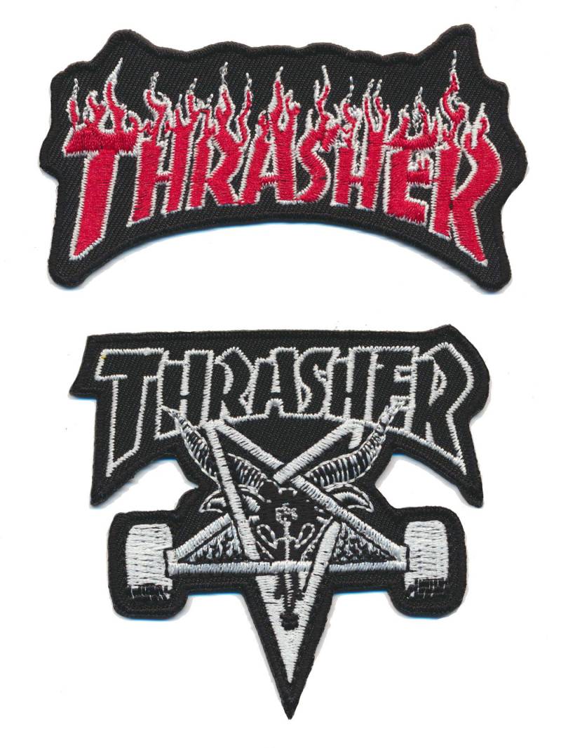 Racing Classics Thrasher Aufnäher Aufbügler Patch 2 Stück Skateboarder Magazine USA TURBOVERSAND von Racing Classics