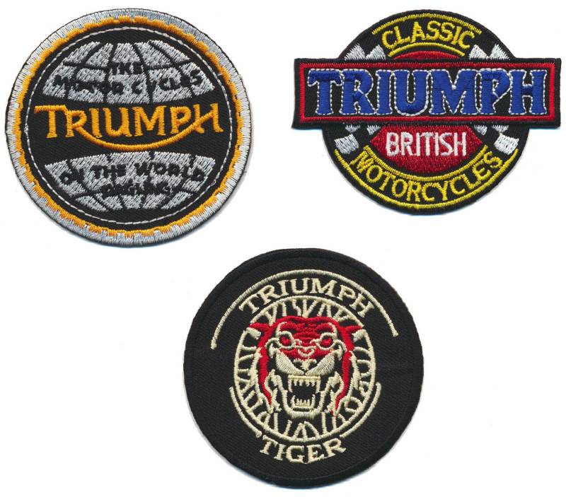 Racing Classics Triumph Aufnäher Aufbügler Patch 3 Stück Motorrad Biker England TURBOVERSAND von Racing Classics