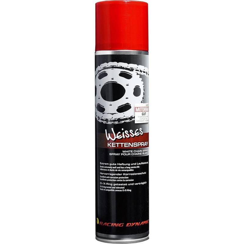 Racing Dynamic Weißes Kettenspray - Extrem-Haftung, Beste Wirkung zwischen -30 bis +110° C - 400 ml von Racing Dynamic