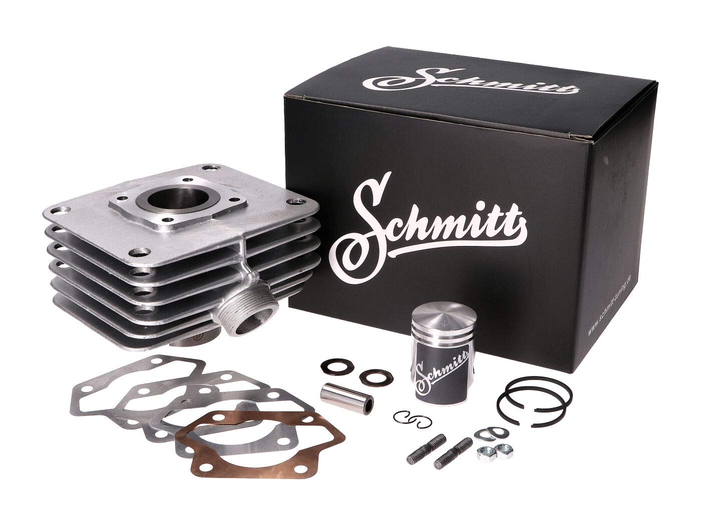 Schmitt Zylinder Kit 50ccm, 38mm Durchmesser inklusive Kolben, Dichtungssatz aus Metall für Simson S51, S53, KR51/2, SR50 von Racing Planet