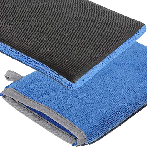 Radami Blau Mikrofaser Handschuh mit Reinigungsknete Medium Poliertuch, Auto Lackreiniger von Radami