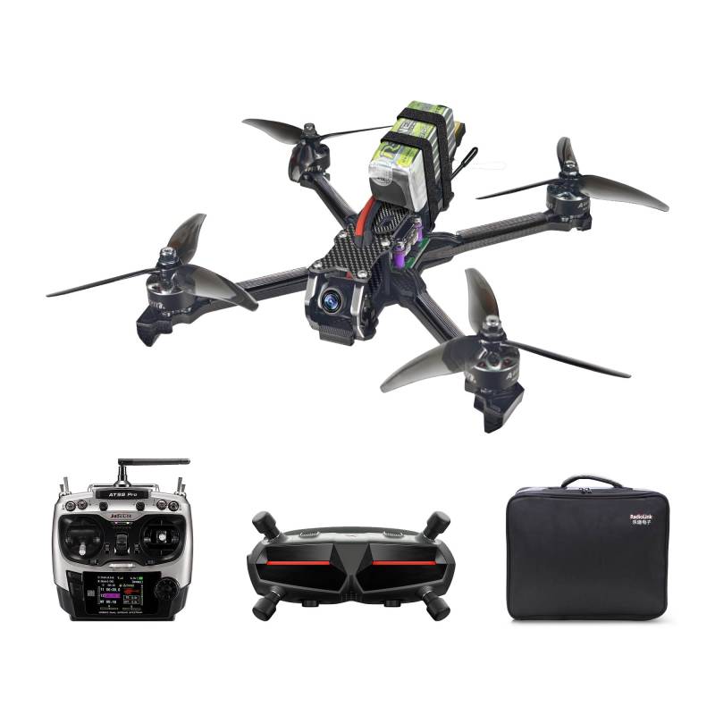 Radiolink Wolf QAV250 FPV Renndrohne RTF 180 km/h, Eingebauter CrossRace Pro Flugregler, XRotor 60A 4-in-1-ESC, Ausgestattet mit AT9S Pro Fernseteuerung Kit (Version mit Digitaler HD-Videoübertragung) von Radiolink