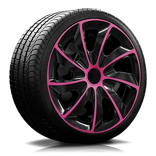 15 Zoll RKK02 Multi-Color Line (Schwarz-Pink) Radkappen/Radzierblenden 4 Stück von Radkappen König