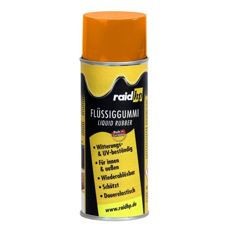 raid hp 380207 Flüssiggummi 400ml ORANGE-MATT Sprühfolie Felgenfolie. Dauerelastische Gummierung für innen und außen für Auto Boot Motorrad Quad Fahrrad Freizeit Hobby von Raid HP