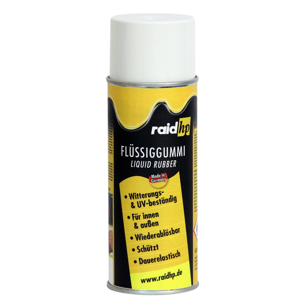 raid hp Flüssiggummi 400ml Sprühfolie Felgenfolie. Dauerelastische Gummierung für innen und außen für Auto Boot Motorrad Quad Fahrrad Freizeit Hobby, WEISS-MATT von Raid HP